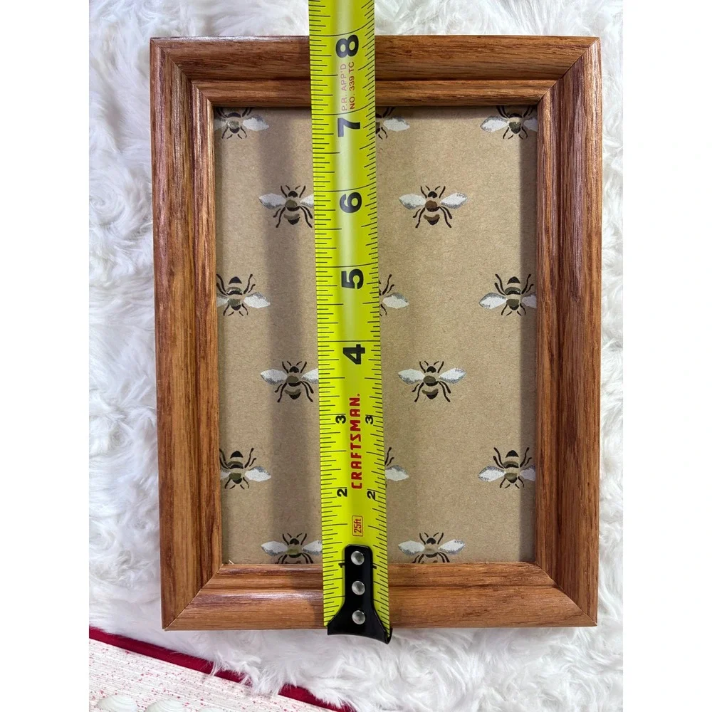 VTG Solid Oak Wood Picture Frame 5x7 Natural Grain Tabletop Wall Hanging Brown